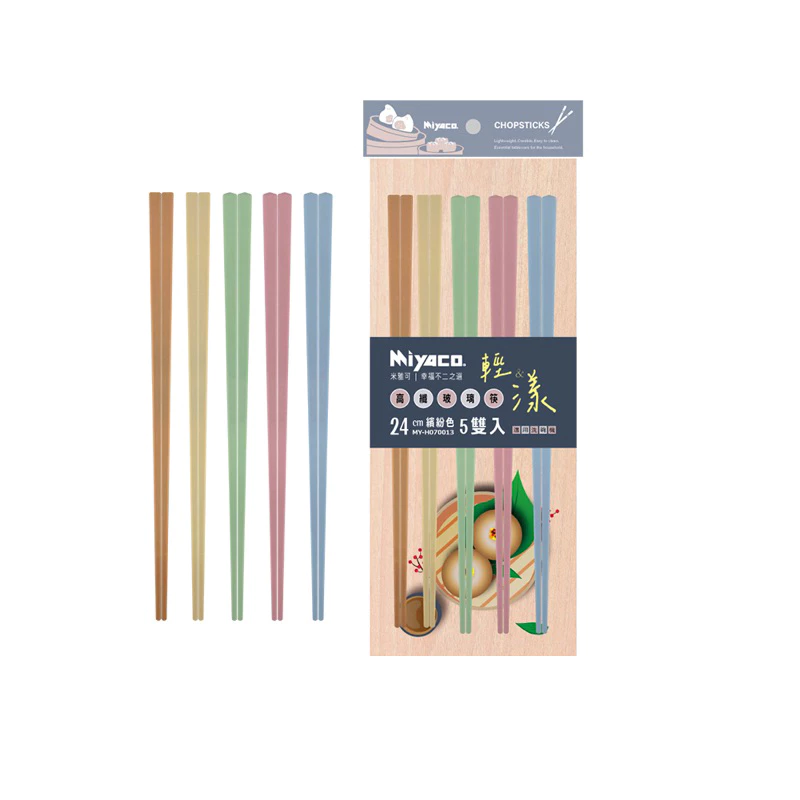 Miyaco高纖玻璃筷5雙入-彩色
