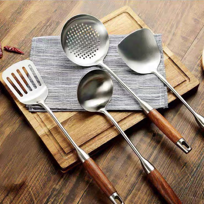 304不銹鋼 花梨木餐具 料理勺 煎鏟 鍋鏟 湯勺 漏勺 餐具 不鏽鋼餐具