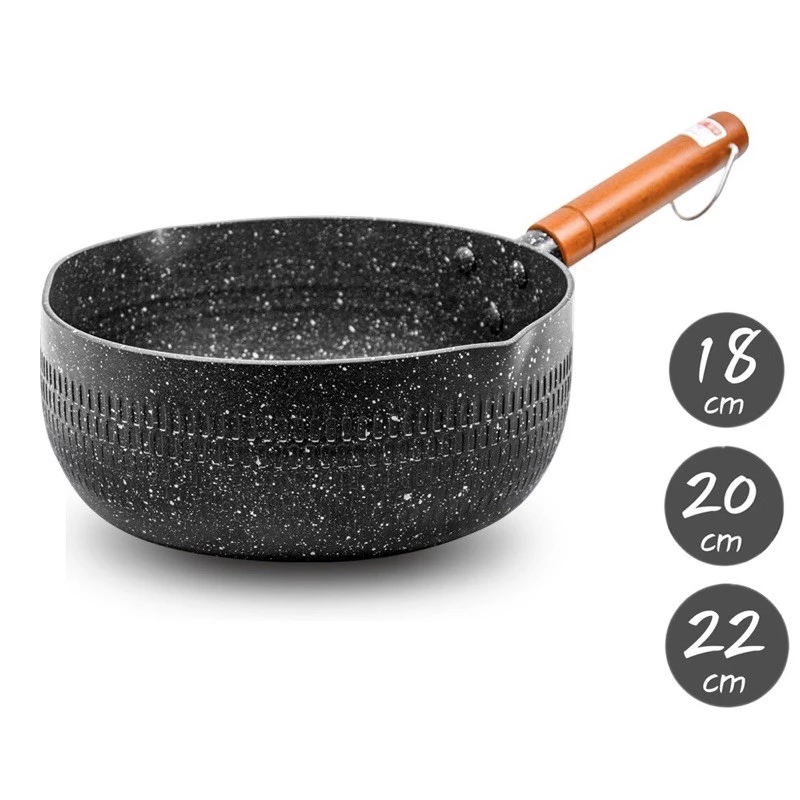 麥飯石錘紋不沾雪平鍋