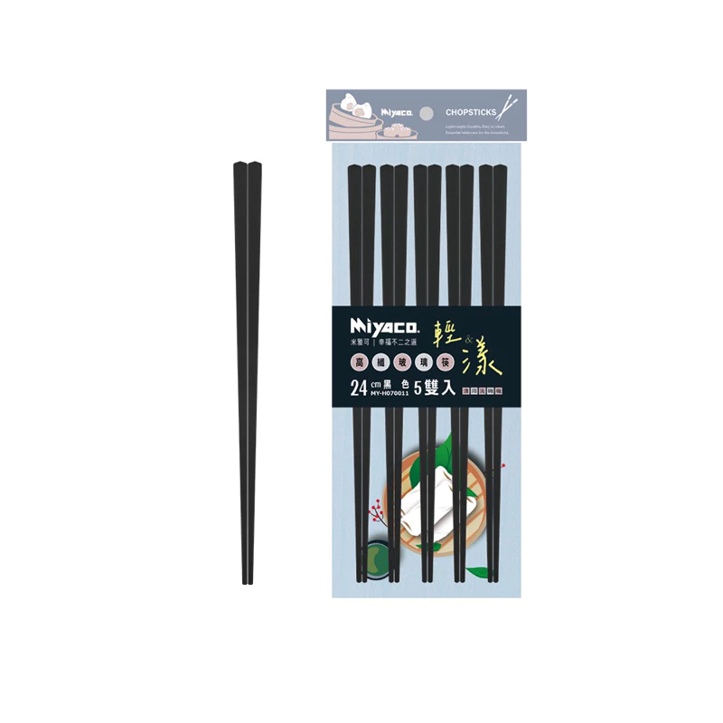 Miyaco高纖玻璃筷5雙入-黑色